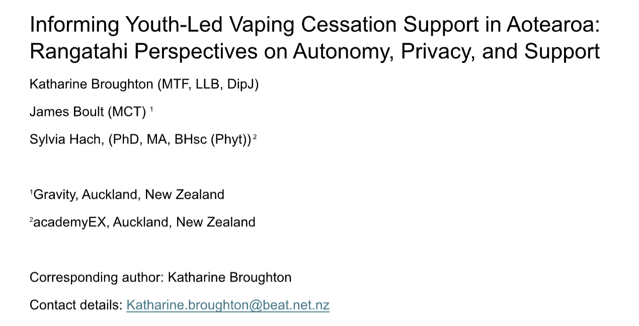 					View Vol. 5 No. 1 (2027): Informing Youth-Led Vaping Cessation Support in Aotearoa: Rangatahi Perspectives on Autonomy, Privacy, and Support
				